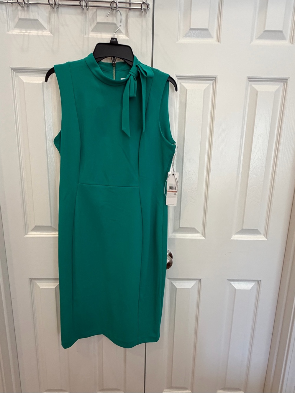 Calvin Klein Teal Sleeveless Tie-Neck Midi Dress